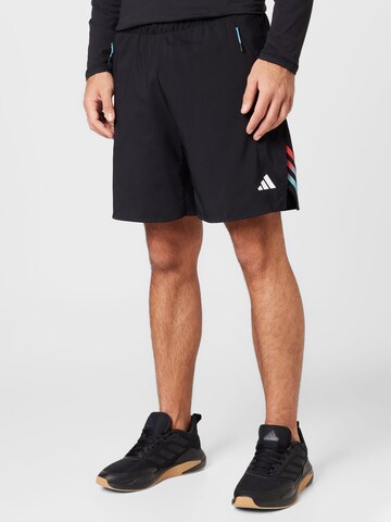 ADIDAS PERFORMANCE Regular Workout Pants 'Train Icons 3-Stripes ' in Black: front