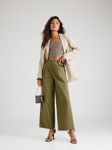 Dorothy Perkins Wide leg Pleat-Front Pants in Green