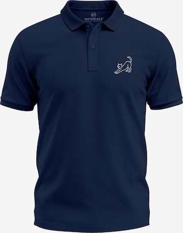 Neverless Shirt 'Cat Polygon' in Blau: Vorderseite