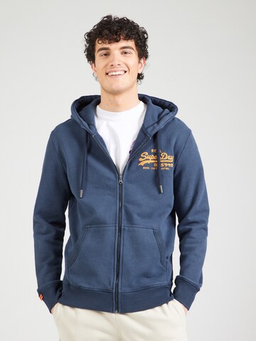 Superdry Sweatvest in Blauw: voorkant