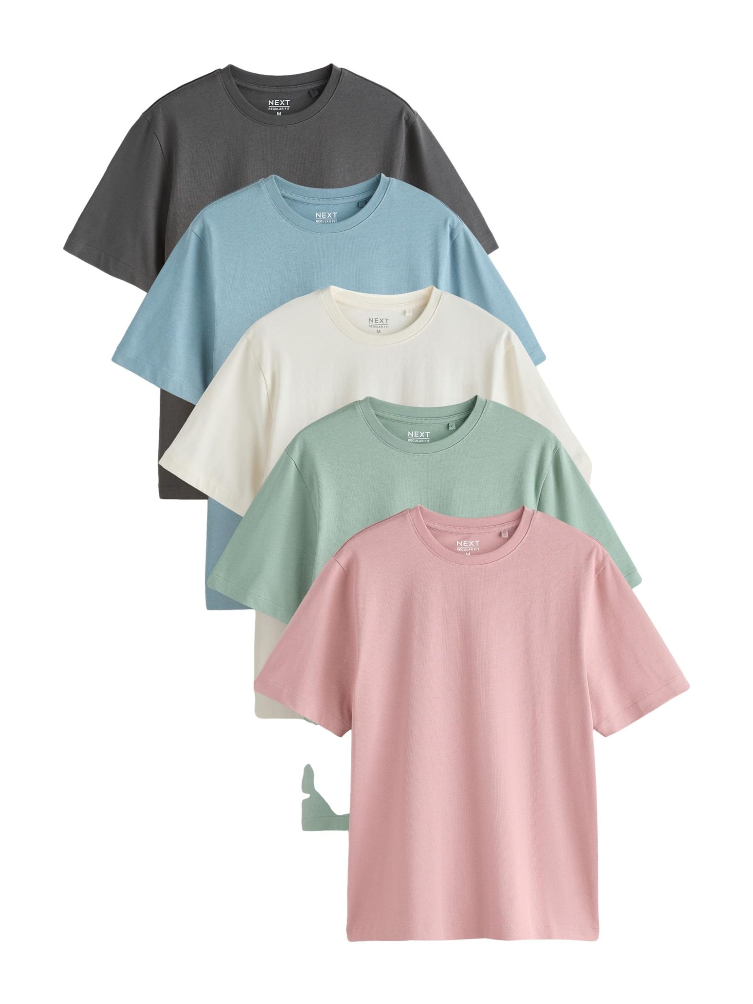 Next T-Shirt in XL in ecru / hellblau / dunkelgrau / mint / altrosa, Produktansicht