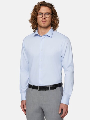 Boggi Milano Regular fit Overhemd 'Dobby' in Blauw: voorkant