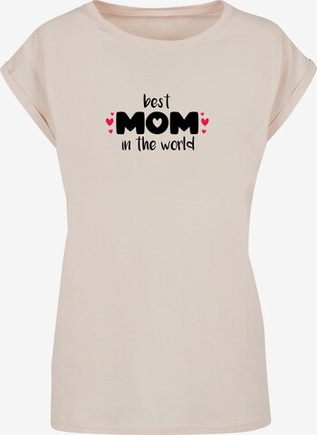 Merchcode Shirt 'Mothers Day - Best Mom In The World' in Beige: voorkant