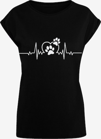 F4NT4STIC Shirt 'Heartbeat Dog Love' in Zwart: voorkant