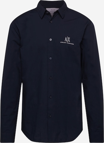 ARMANI EXCHANGE Button Up Shirt in Blue: front