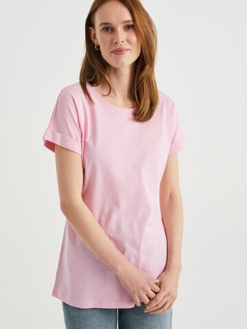 T-shirt WE Fashion en rose : devant