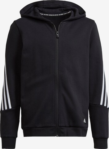 ADIDAS SPORTSWEAR Athletic Zip-Up Hoodie 'Future Icons' in Black: front