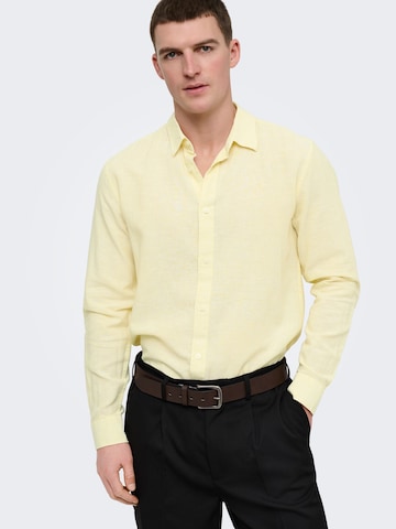 Only & Sons Slim Fit Skjorte 'ONSCaiden' i gul