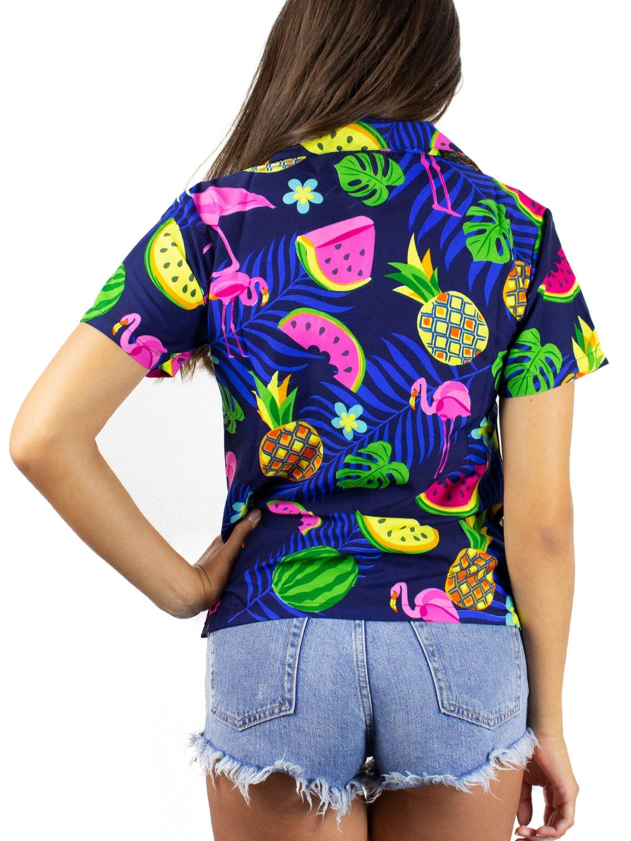 King Kameha Bluse 'Flamingo Melone'‌ in Blau