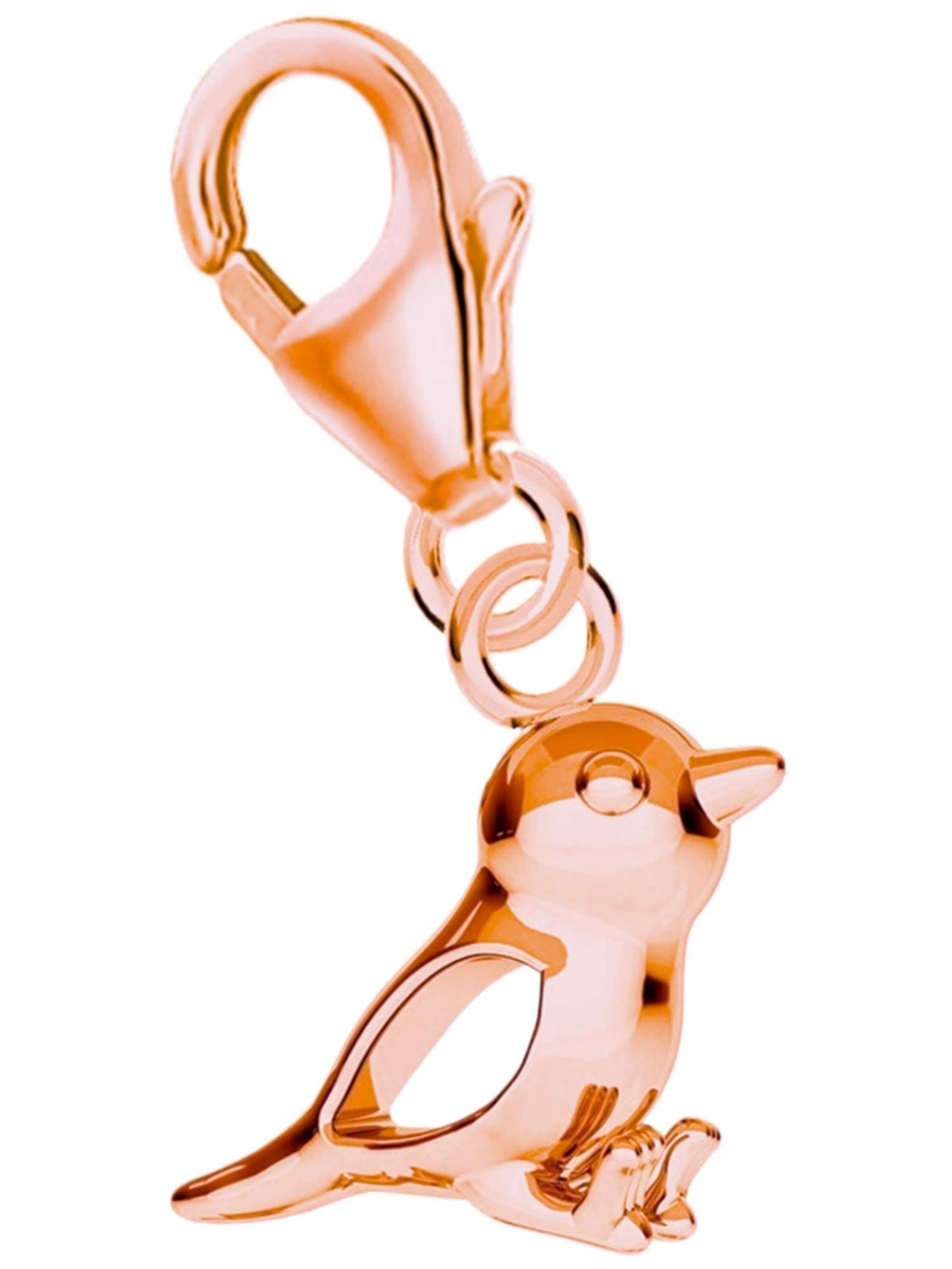 Goldene Hufeisen Anhänger 'Spatz Vogel Charm'‌‌ in Gold: Vorderseite