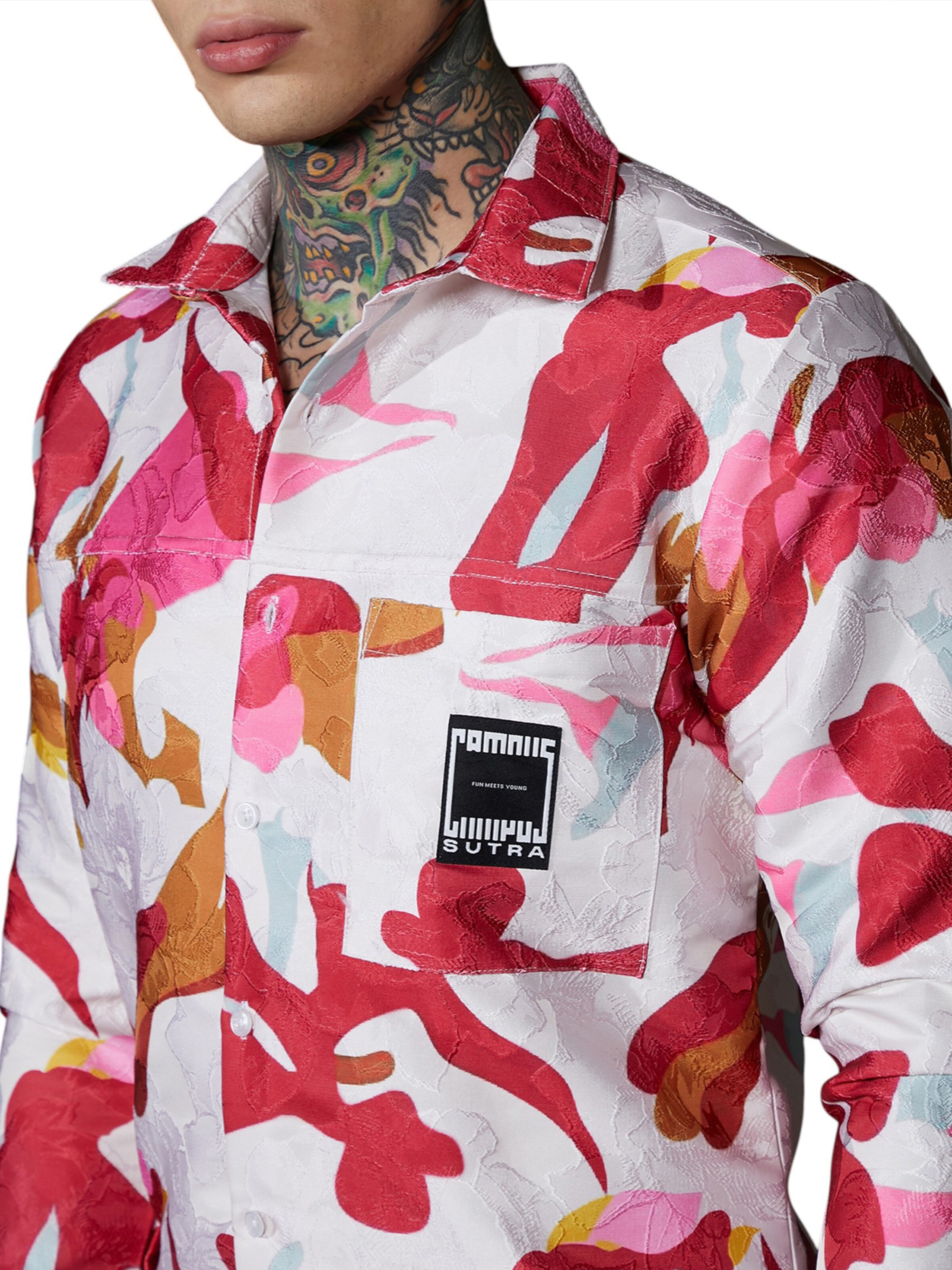 sarkans Campus Sutra Komforta piegriezums Krekls 'Kimber'