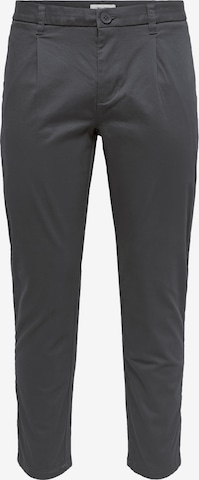 Only & Sons Pleat-Front Pants 'Cam' in Grey: front