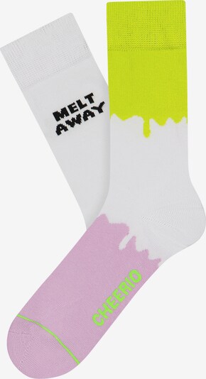 CHEERIO* Sokker 'MELTIN AWAY' i gul / neongrøn / pastelpink / sort / hvid, Produktvisning