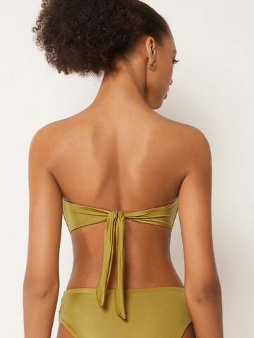 CALZEDONIA Bandeau Bikini Top 'SHINY SATIN' in Green