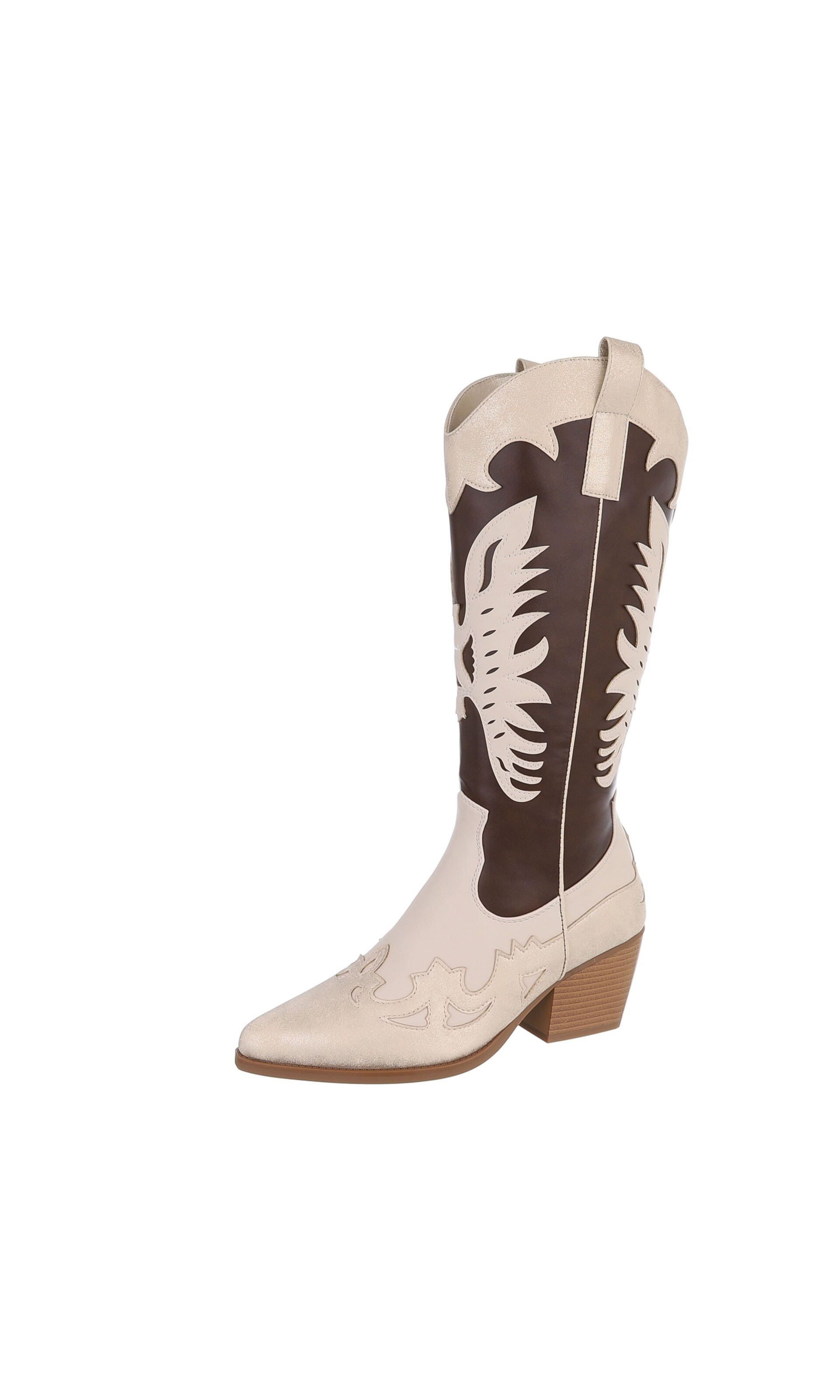 Ital-Design Cowboy Boots in Beige: front