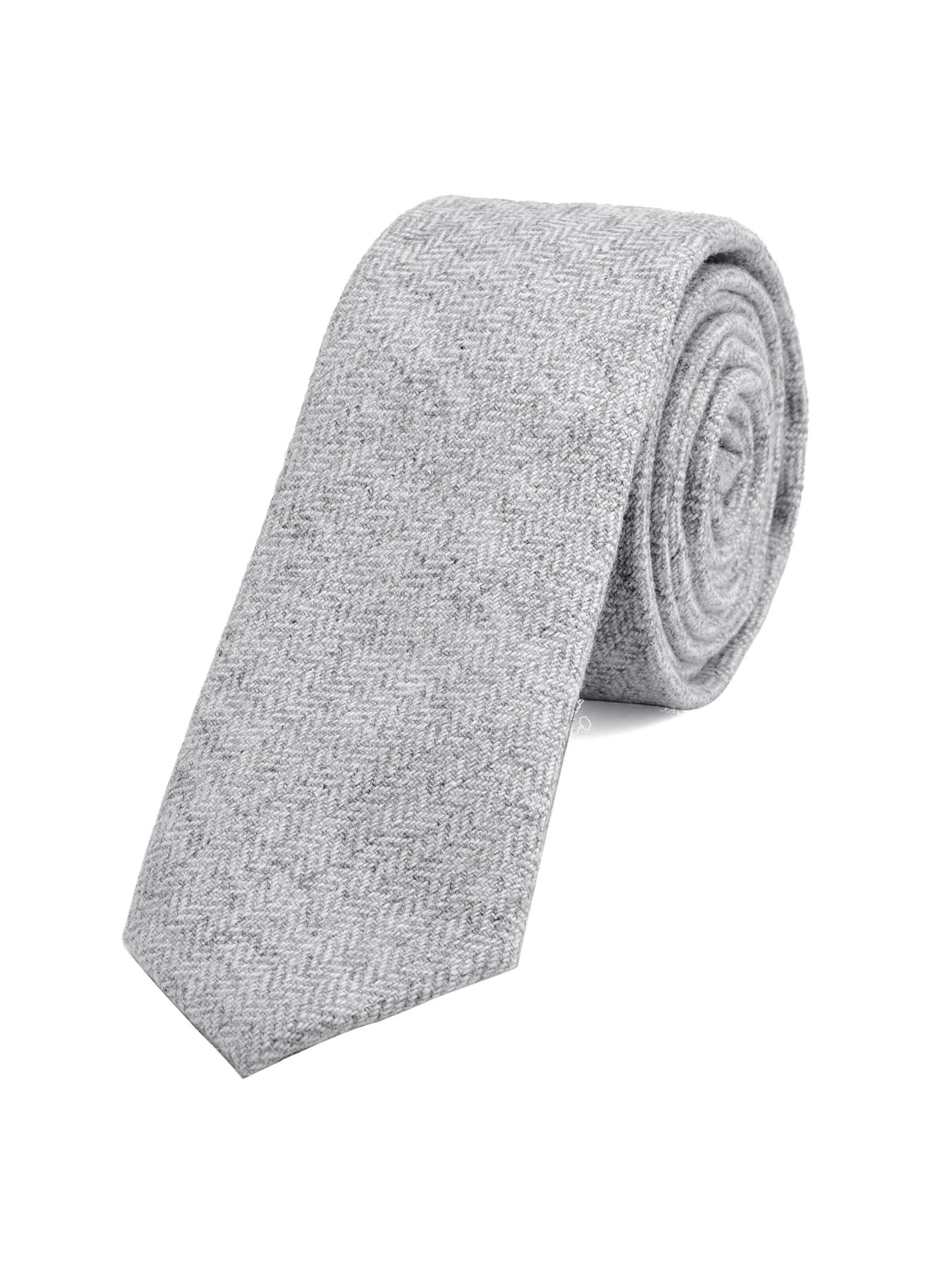 DonDon Krawatte 'DonDon Herren Krawatte 6 cm Baumwolle dunkelblau-creme kariert'‌‌‌‌‌‌‌‌‌‌ in Grau: Vorderseite