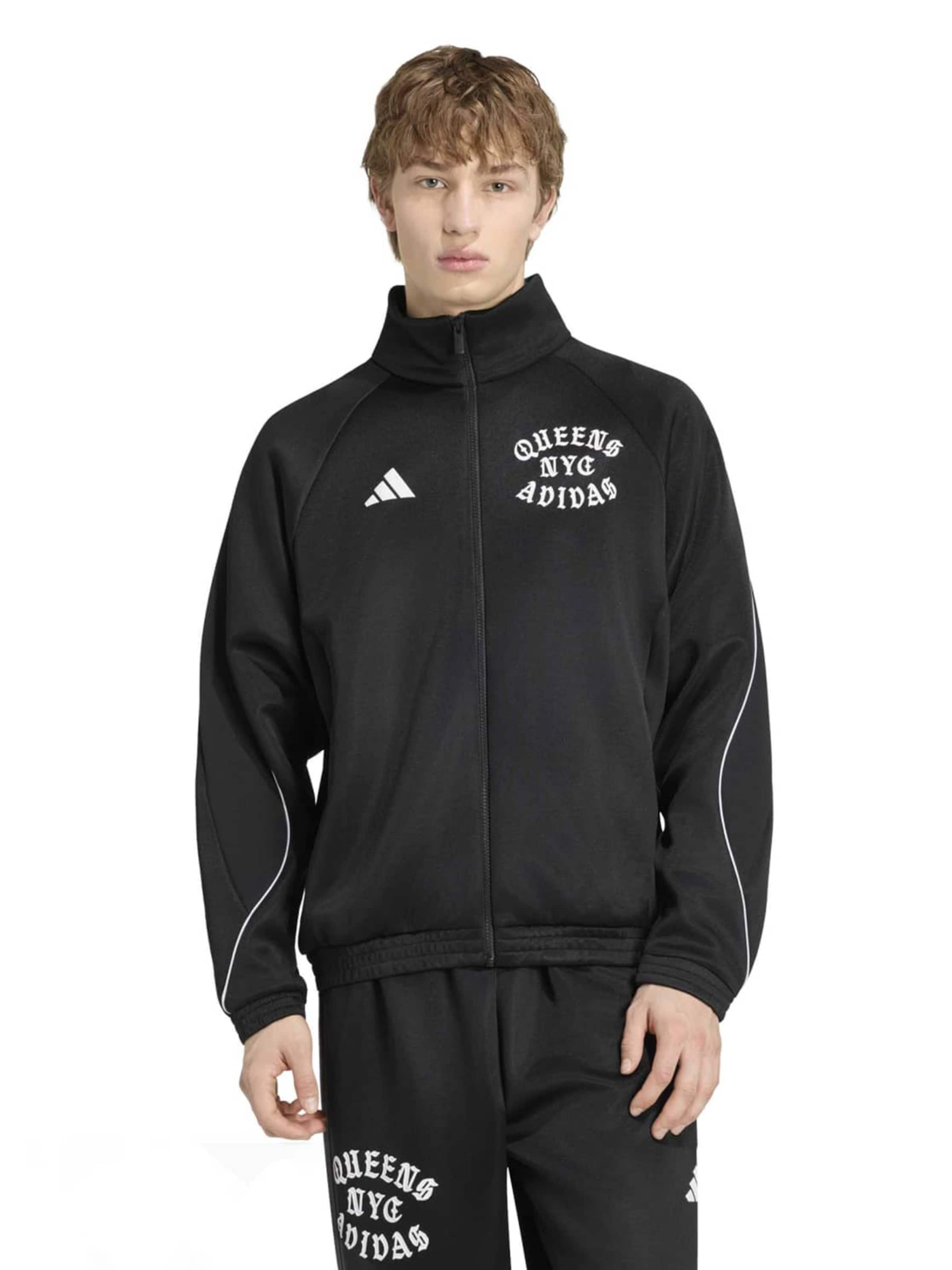 ADIDAS SPORTSWEAR Спортна жилетка с качулка в черно: отпред