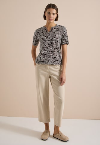 CECIL T-Shirt mit Split Neck und Print in Braun