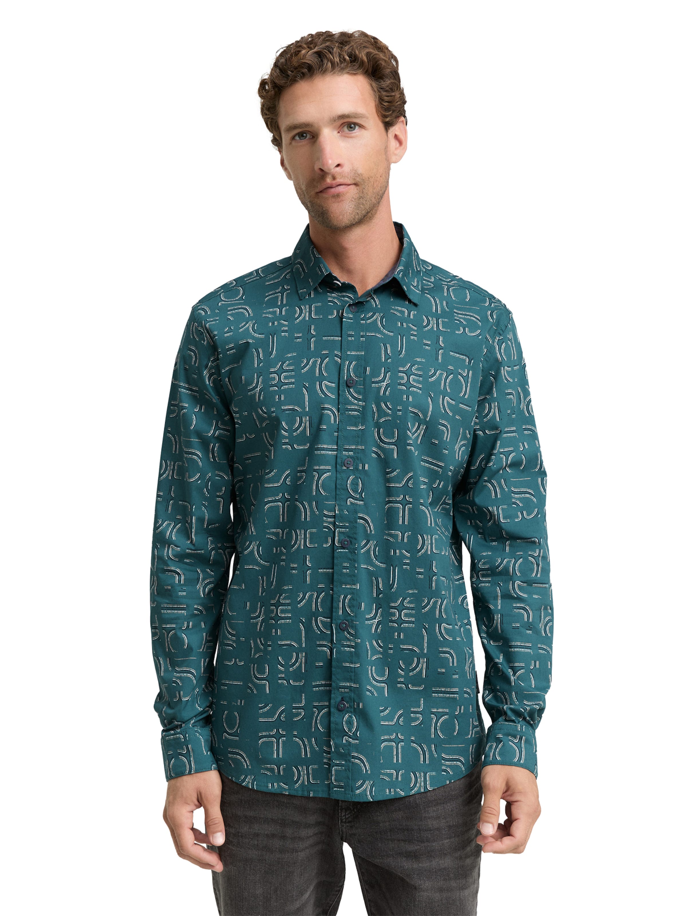 TOM TAILOR Rovný strih Košeľa - Zelená: predná strana