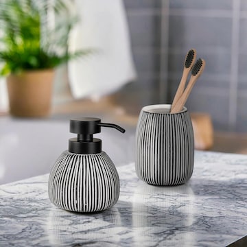Wenko Set: Seifenspender und Zahnputzbecher in Schwarz