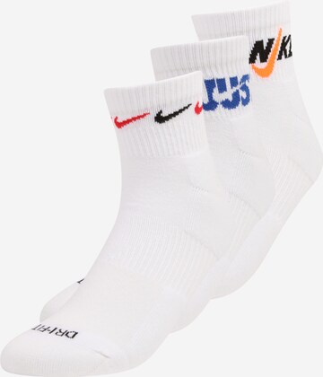 NIKE Athletic Socks in White: front