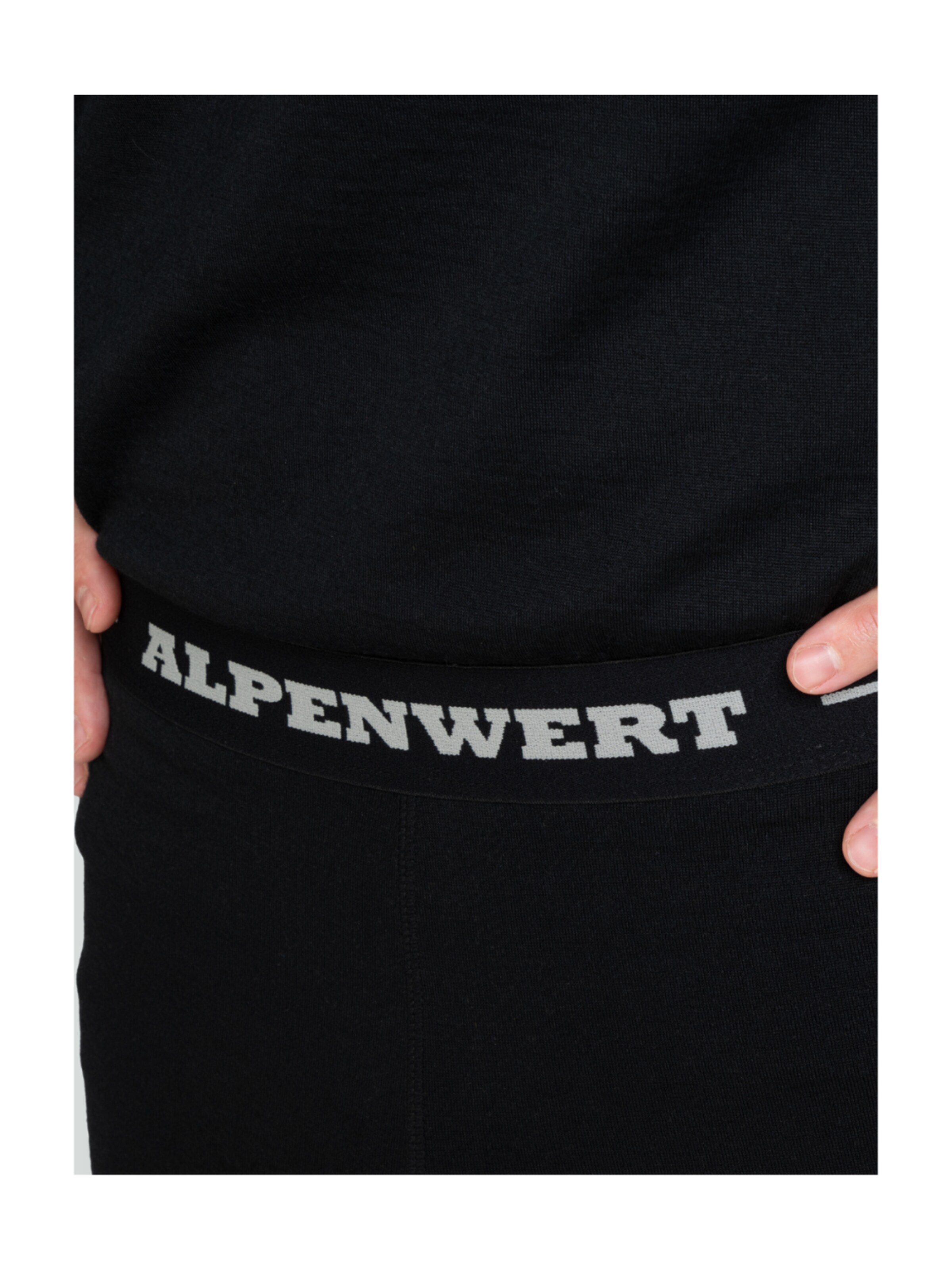 Alpenwert Long Johns 'Lange Unterhose Herren 100% Merino' in Black