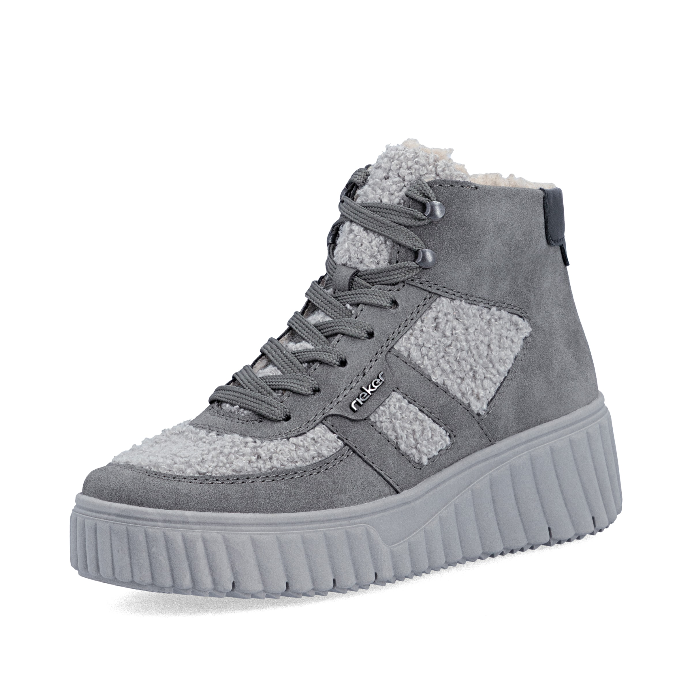 Baskets hautes Rieker en gris : devant