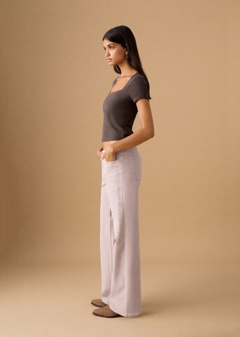 MANGO TEEN Wide leg Jeans 'Hope' in Pink