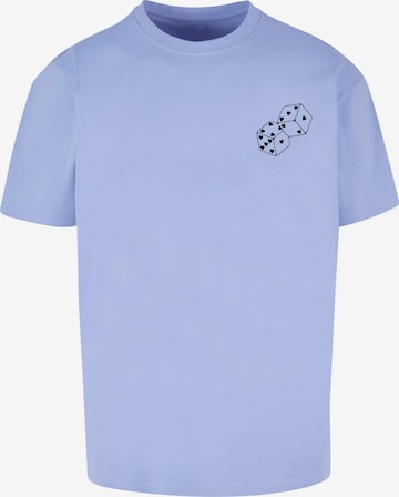 Merchcode T-Shirt 'Hugs & Love - Heart Dice Heavy' in Lila: Vorderseite