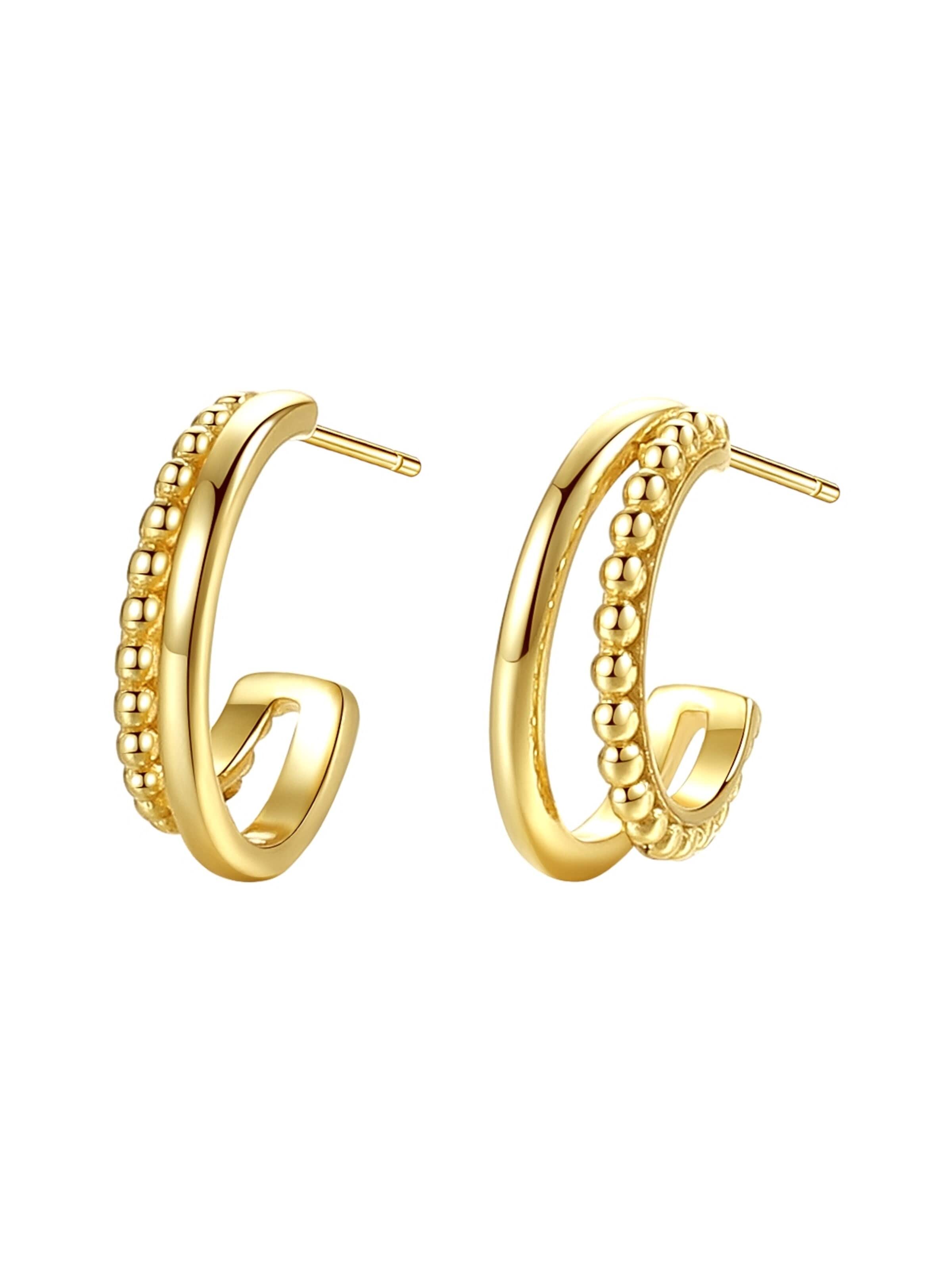 Hey Happiness Ohrringe 'Beaded Double'‌‌ in Gold