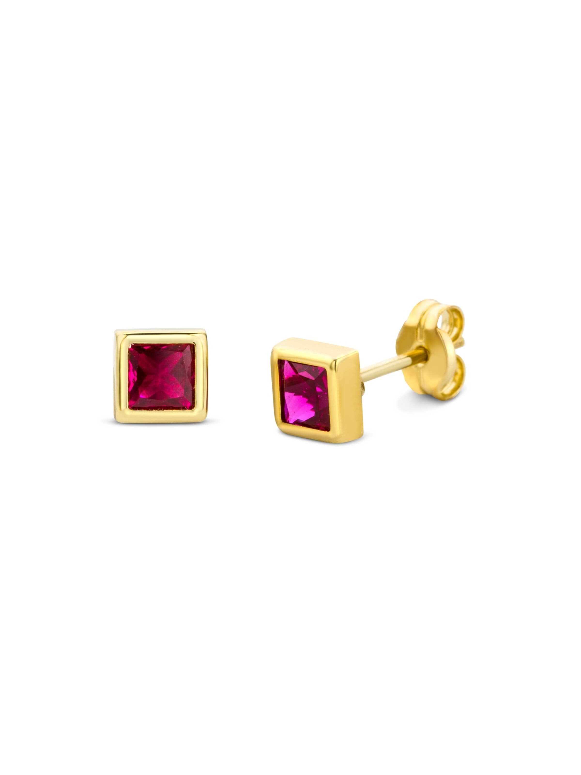 DIAMANT LETERNEL Oorbellen 'Ohrringe aus 375 Gelbgold mit Rubin' in Goud: voorkant