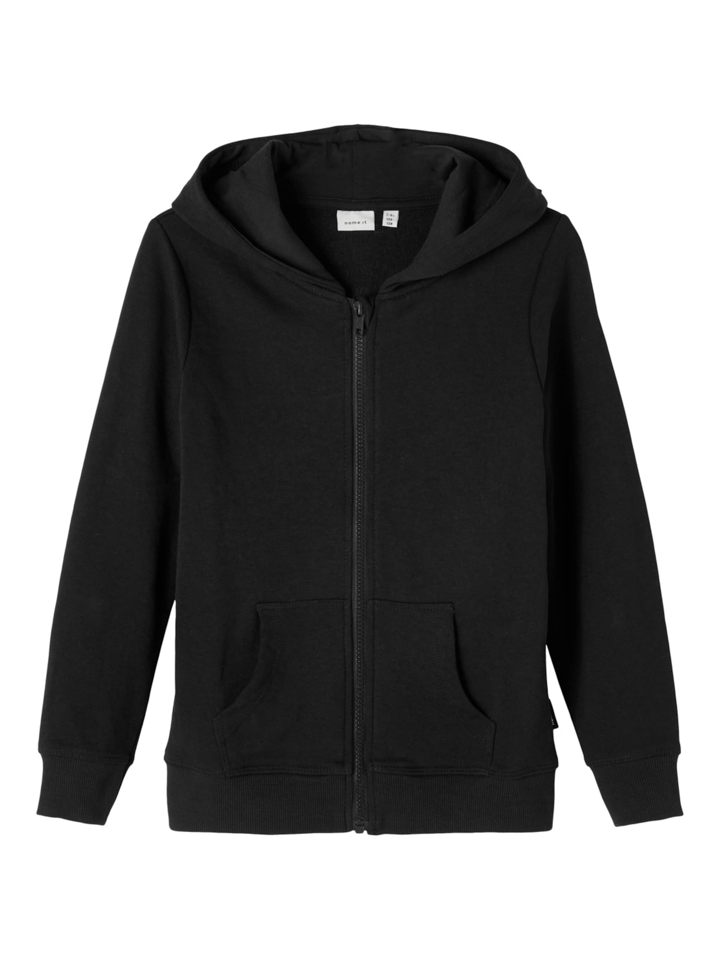 NAME IT - Sudadera con cremallera en negro: frente