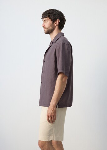 MANGO MAN Comfort Fit Hemd 'Lotus' in Braun