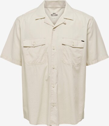 Only & Sons Regular fit Button Up Shirt 'Lenny' in Beige: front