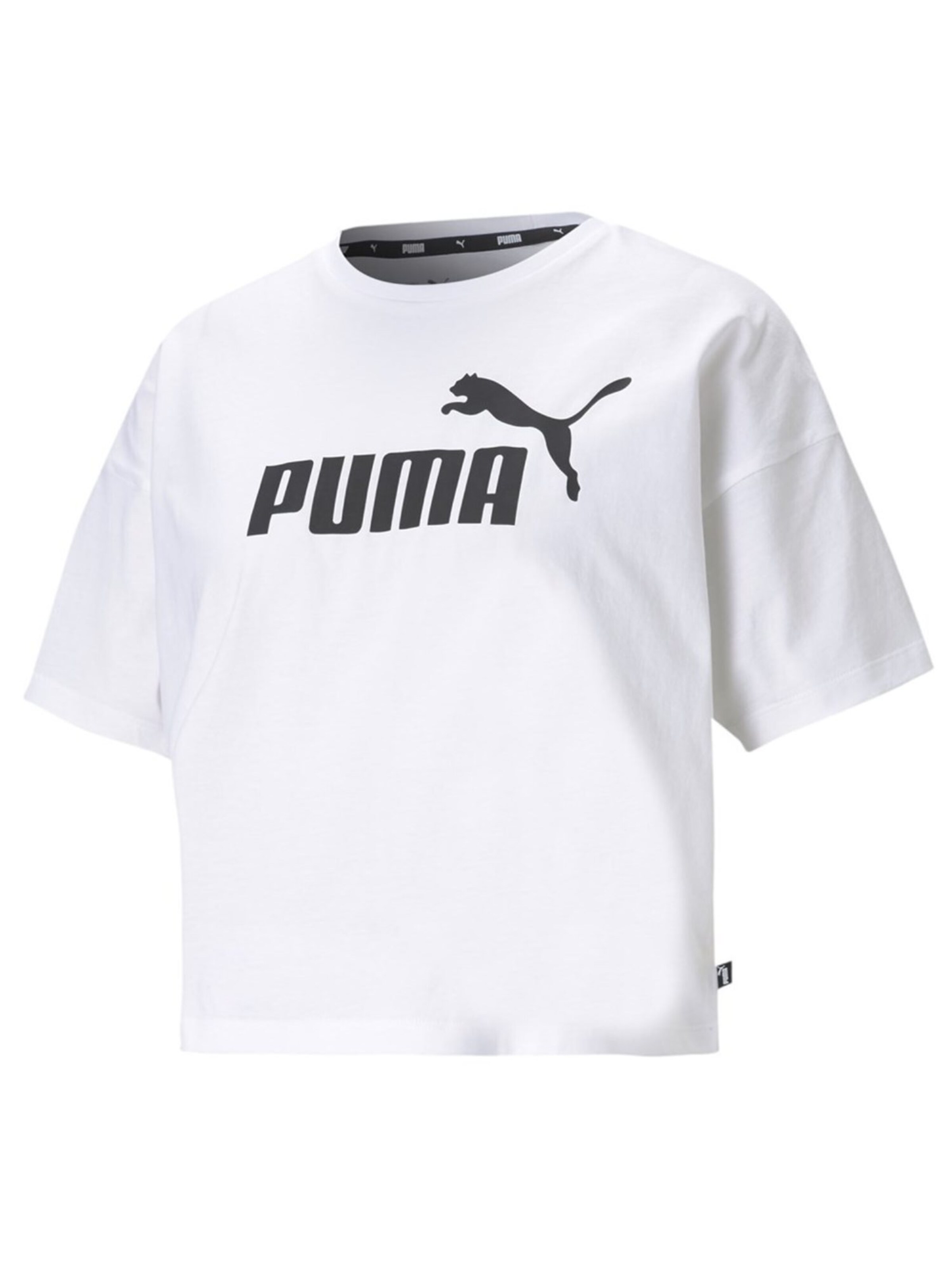 PUMA Shirt 'Ess Cropped Logo' in White: front