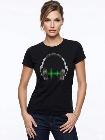 MAKAYA Shirt 'Kopfhörer Equalizer' in Black: front