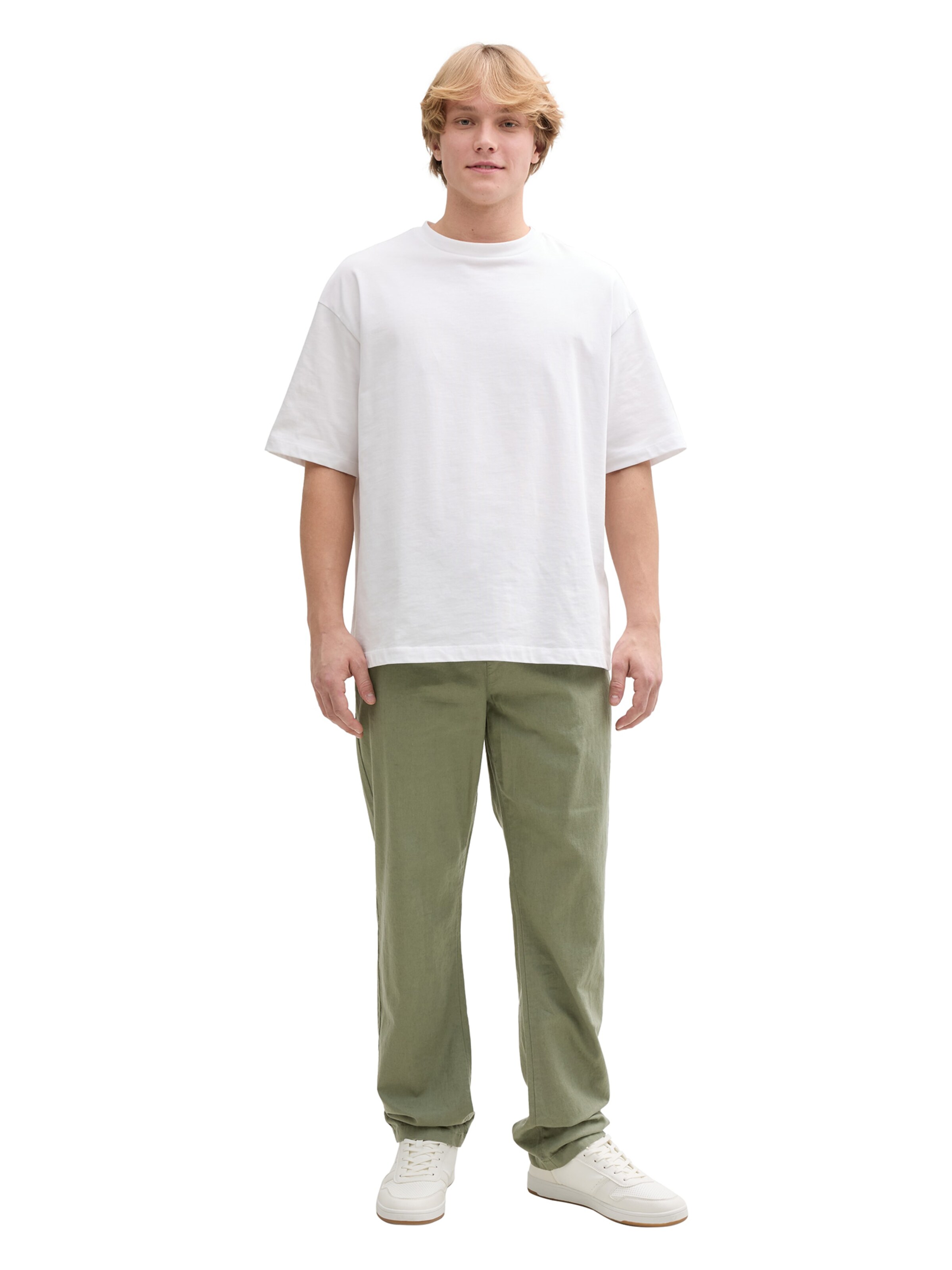 TOM TAILOR DENIM Ohlapna forma Hlače | zelena barva