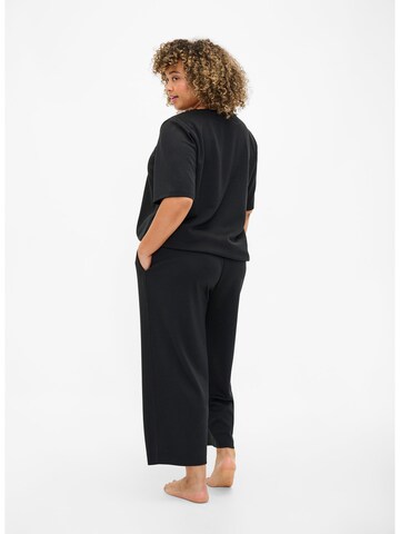 Zizzi Wide Leg Pyjamasbukser 'Malisa' i sort