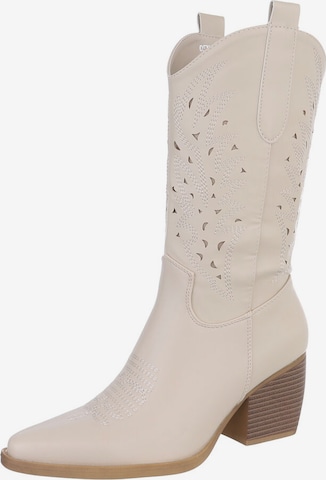 Ital-Design Cowboy Boots in Beige: front