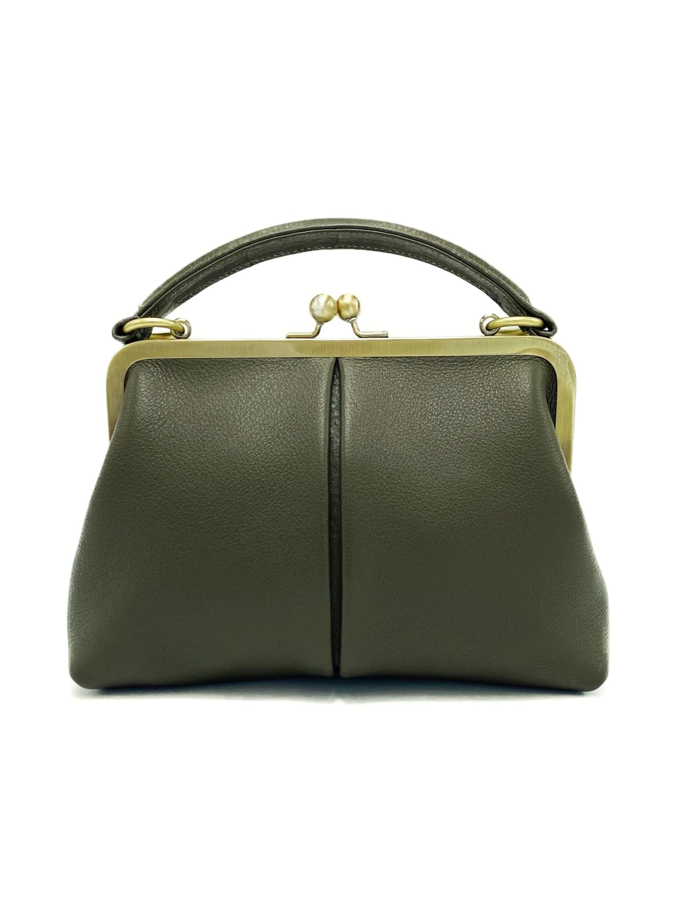 Taschenkinder Handbag 'Kleine Olive – Leder Handtasche & Umhängetasche' in Green: front