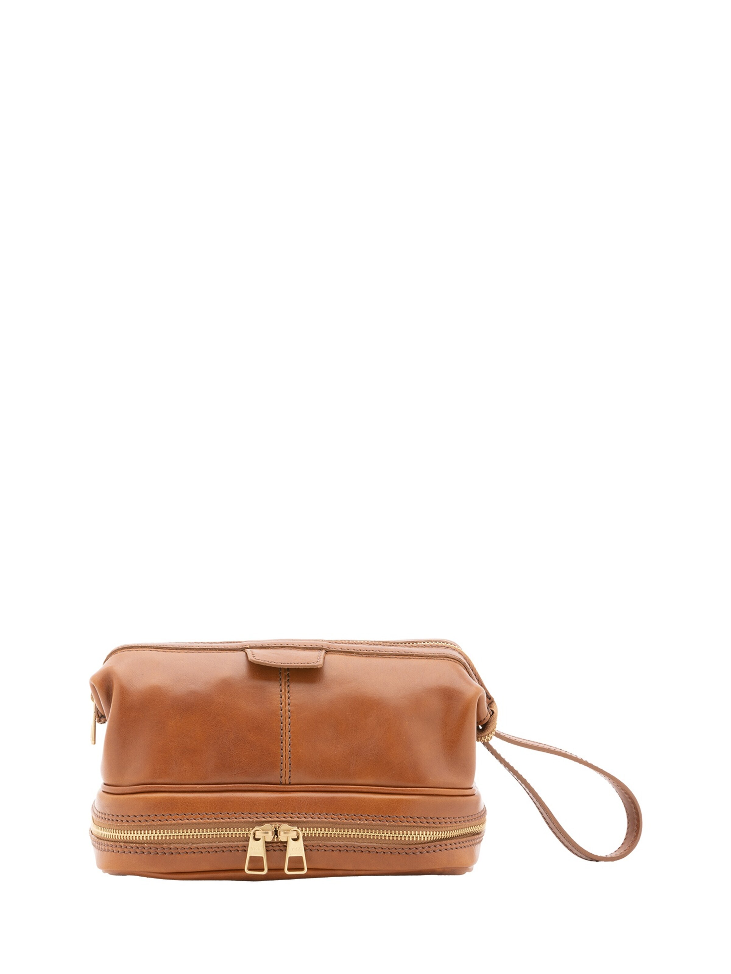 Pochette 'Pochette Unisex Vera Pelle con Zip - Made in Italy' di Chiara Ferretti in giallo: frontale