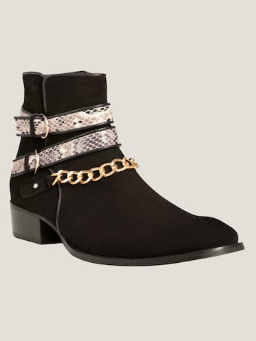 Boots 'SNAKE BUCKLE' MAD TIGERS en noir : devant