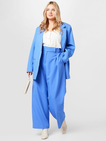 River Island Plus Wide leg Pleat-Front Pants in Blue