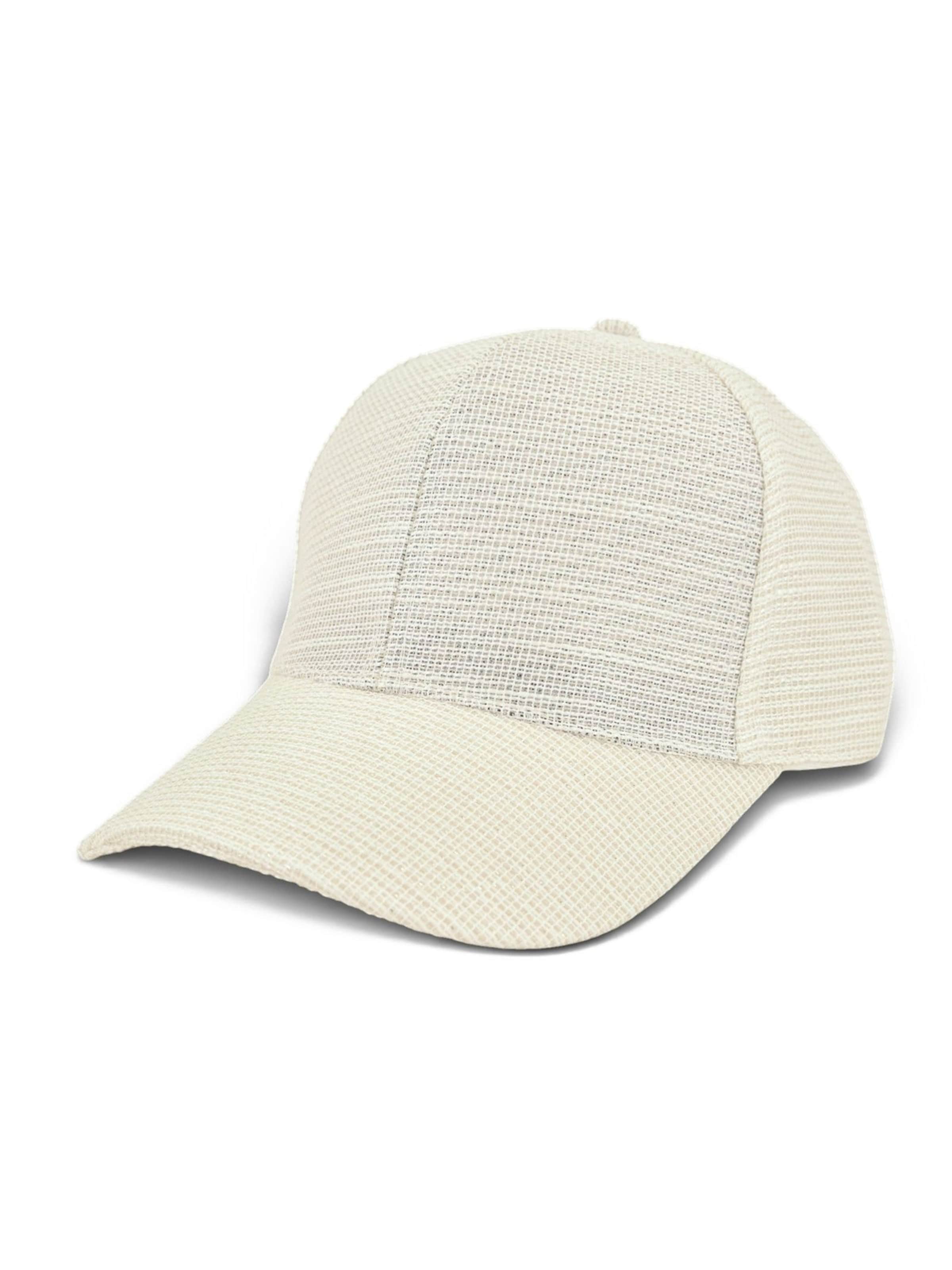 styleBREAKER Cap 'Baseball Cap Baumwolle Meliert mit Glitzer' in Beige: front