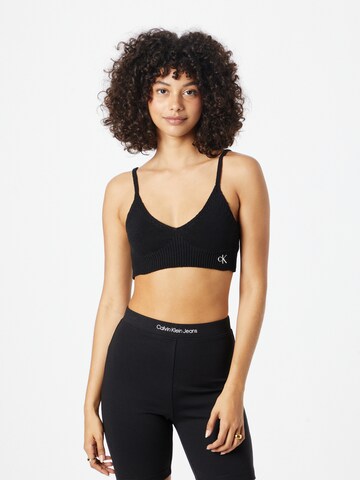 Calvin Klein Jeans Πλεκτό τοπ σε μαύρο: μπροστά