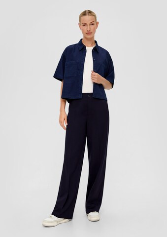 s.Oliver Wide leg Trousers with creases in Blue