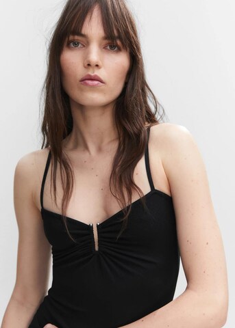 MANGO Shirt Bodysuit 'Mica' in Black