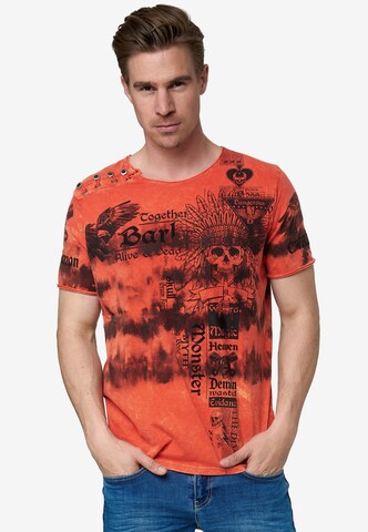 Rusty Neal T-Shirt in Batik Optik in Orange: predná strana