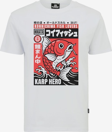 Oldskull Shirt 'Asian Koi Karp Lover Graphic' in White: front