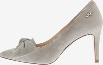 XAVER LUIS Schuhmanufaktur Pumps 'JULE - Spitze Pumps mit großer Schleife' in Grau: Vorderseite